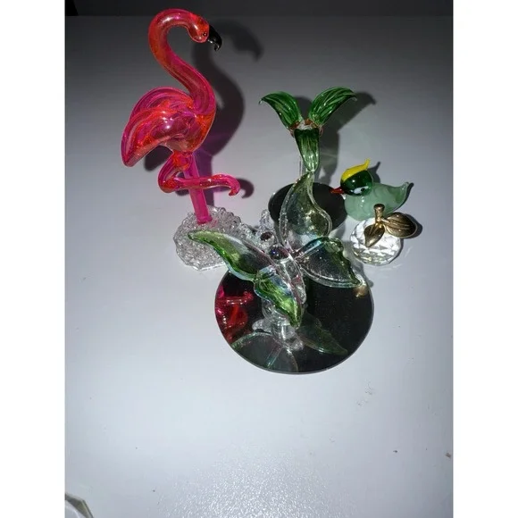Hand Blown Art Glass Flamingo Duck Palm‎ Tree Butterfly Apple Vintage